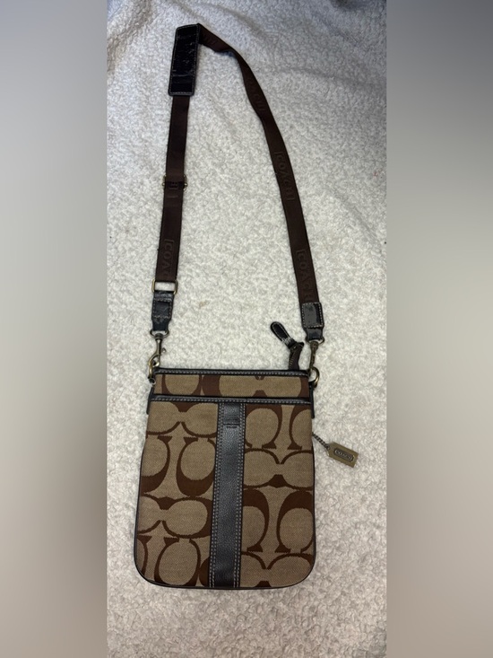 Coach Handbags - Coach Leather Logo Patch Strap in Dark Brown